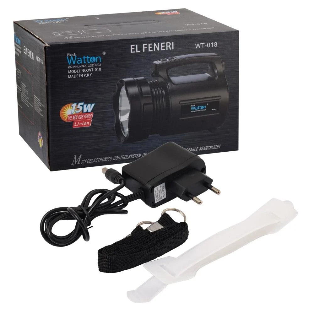 Watton WT-018 Ledli Projektör Şarjlı Fener
