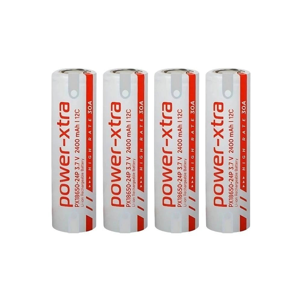 Power-Xtra PX18650-24P - 3.7V 2400 Mah Li-ion Şarjlı Pil - 12C - 30A 4 Lü (+ - Pinli)