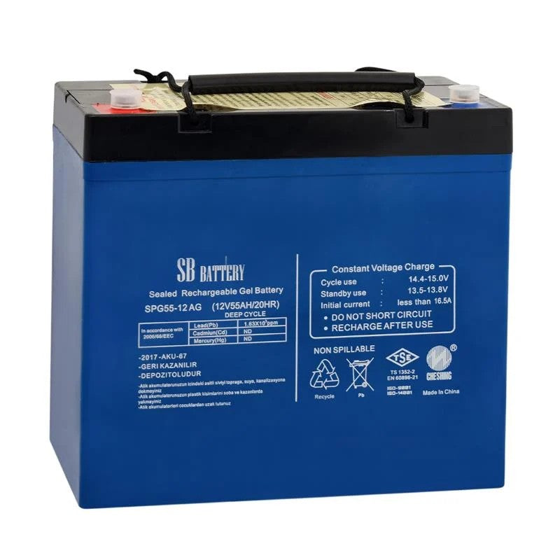 SB SPG55-12AG 12V 55 Ah Bakımsız Deep Cycle Jel Akü