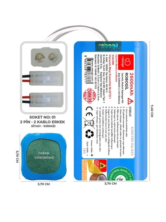 Xiaomi Vacuum Mop Essential MJSTG1 2600mAh Uyumlu Bataryası Robot Süpürge Pili Li-ion Yedek Pil Paketi A2601BS-Xia-023