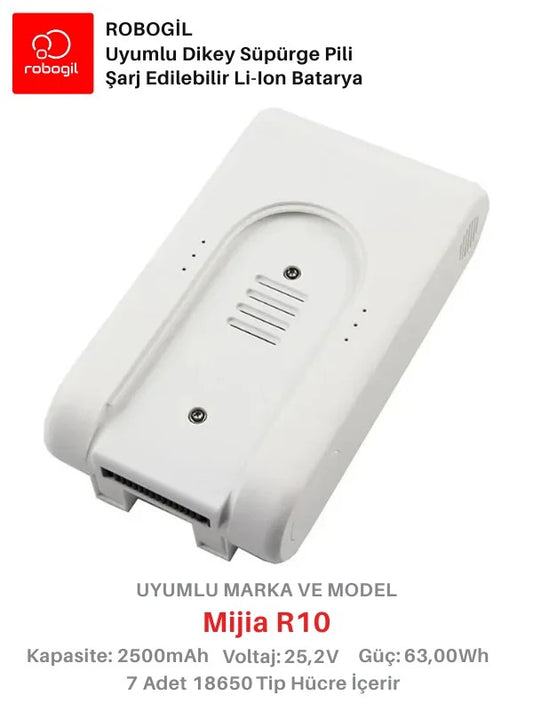 Mijia R10 White Handheld Cordless Vacuum 2500mAh Uyumlu Bataryası Dikey Süpürge Pili Li-ion Yedek Pil Paketi MijR10-W-01