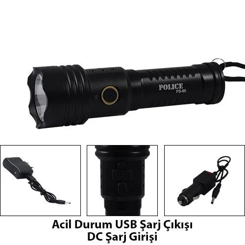 Police PS-65 Cree Power XML T6 Led Şarj Edilebilir El Feneri (İ)