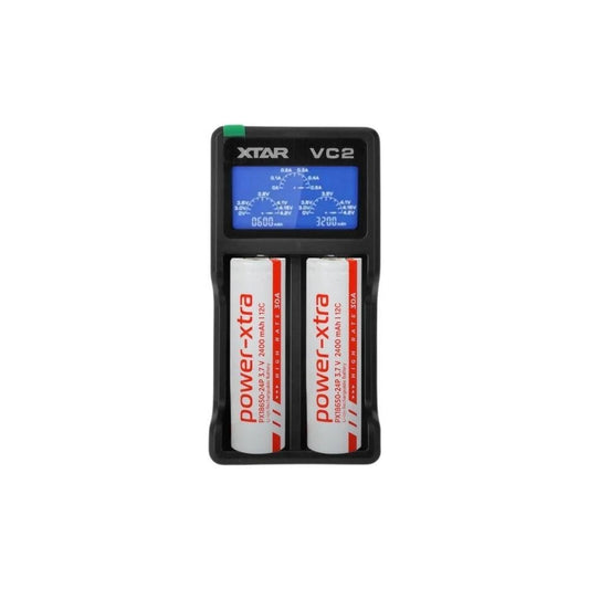Xtar VC2 - LCD Ekranlı 2li Li-ion Pil Şarj Cihazı + 2 X Power-Xtra Yüksek Akımlı 18650 2400 mAh 30A Li-İon Pil