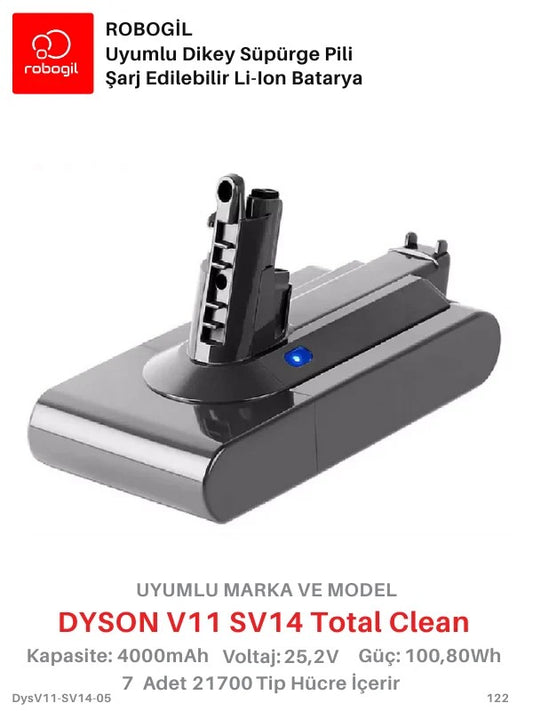 Dyson V11 SV14 Total Clean 4000mAh Uyumlu Pil Paketi / Bataryası DysV11-SV14-05Sıra: 122