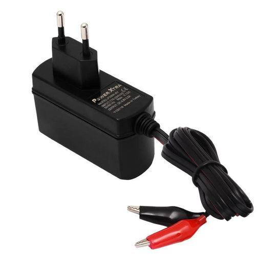 Power-Xtra 6W DC 6V  1A Priz Tipi Akü Şarj Adaptör (Krokodilli)