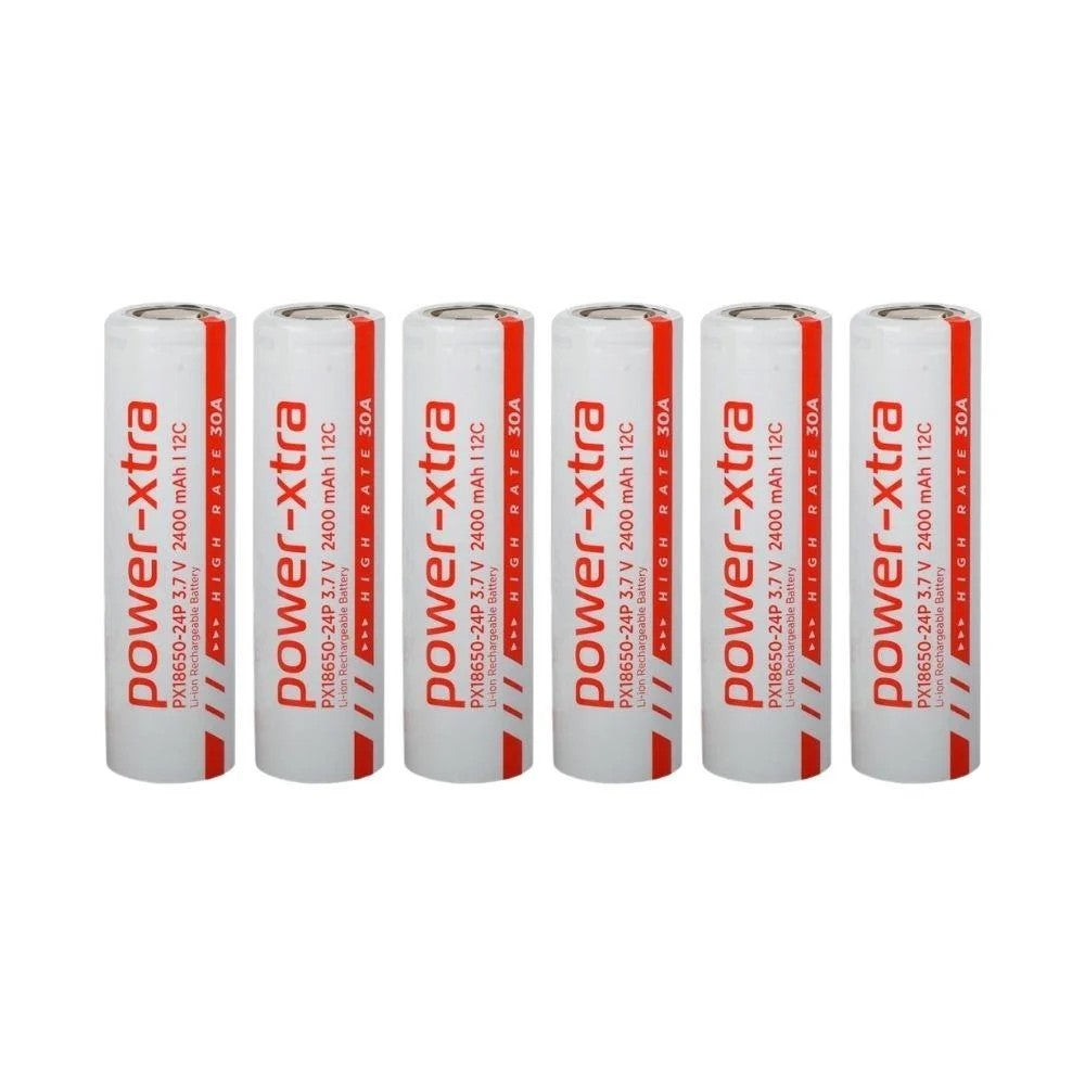 Power-Xtra PX18650-24P - 3.7V 2400 Mah Li-ion Şarjlı Pil - 12C - 30A  6 Lı Paket