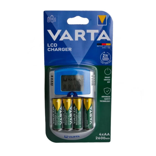 Varta 57070 LCD 4x2600 AA Pilli + 12V + USB Pil Şarj Cihazı