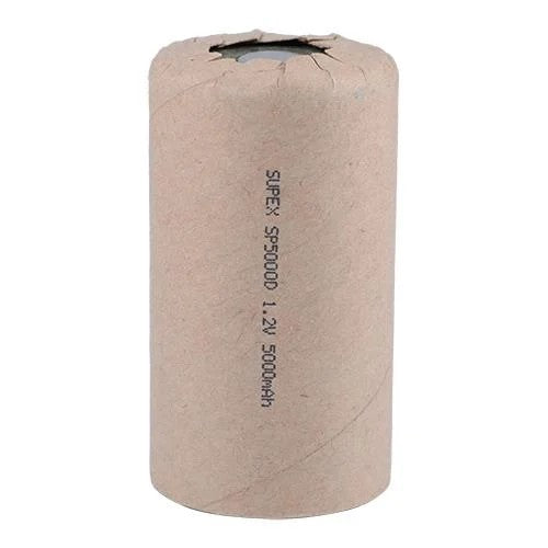 Supex 1.2V Ni-Cd D Size 5000 mAh Şarjlı Kağıt (Flat) Pil