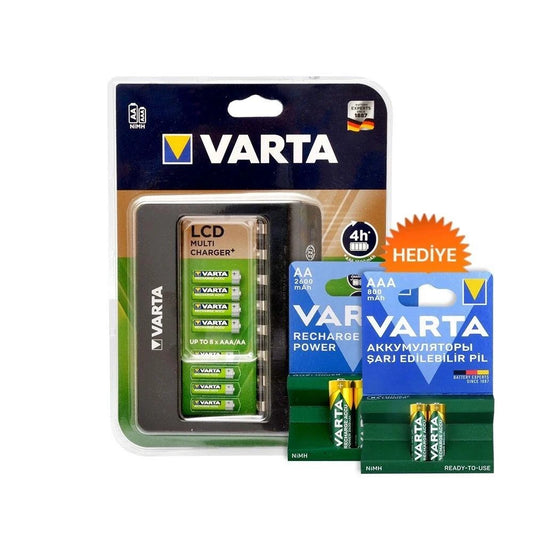 Varta 57681 LCD 8 Slot AA - AAA Pil Şarj Cihazı + Varta 800 mAh AAA Pil + Varta 2600 mAh AA Pil