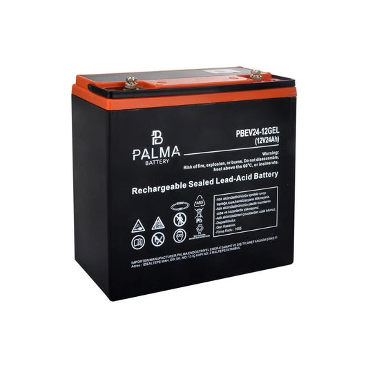 Outdo 6-DZF-24 12V 24 Ah Jel Elektrikli Bisiklet Aküsü F6 - (M6 Bolts)