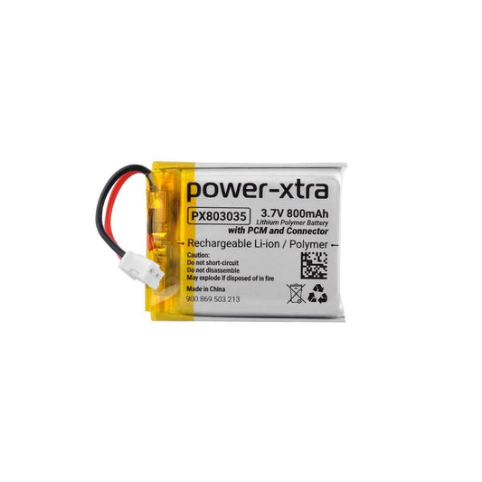 Power-Xtra PX803035 - 3.7V 800 mAh Li-Polymer Pil - Devreli-Soketli-2cm