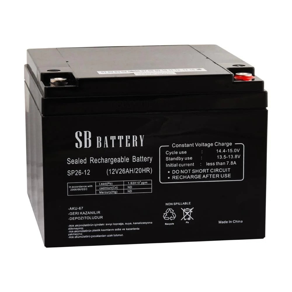 SB SP26-12 12V 26 Ah AGM Bakımsız Kuru Akü