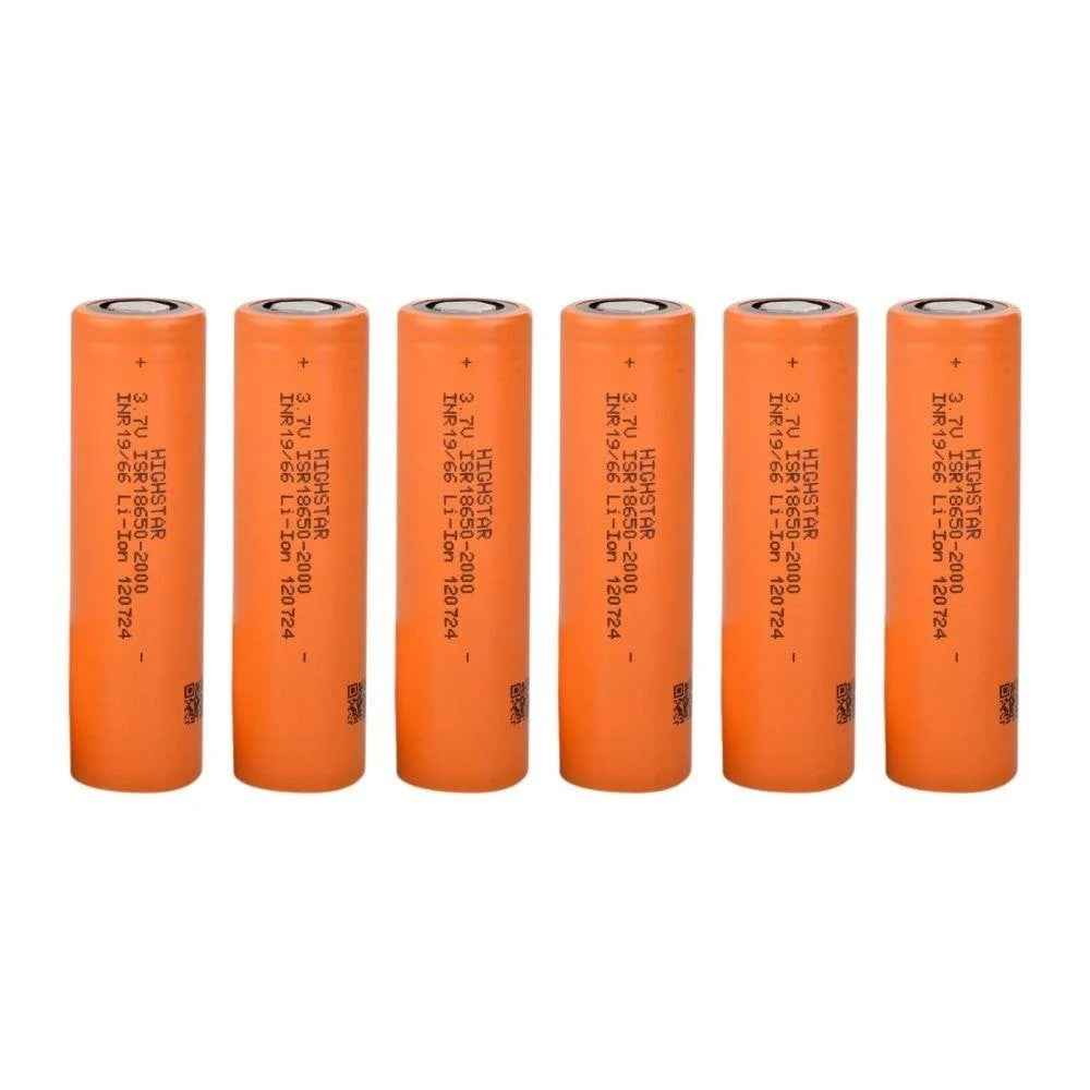 Highstar - ISR18650-2000 - 3.7V 2000 mAh Li-ion Şarjlı Pil - 30A 6 Lı Paket