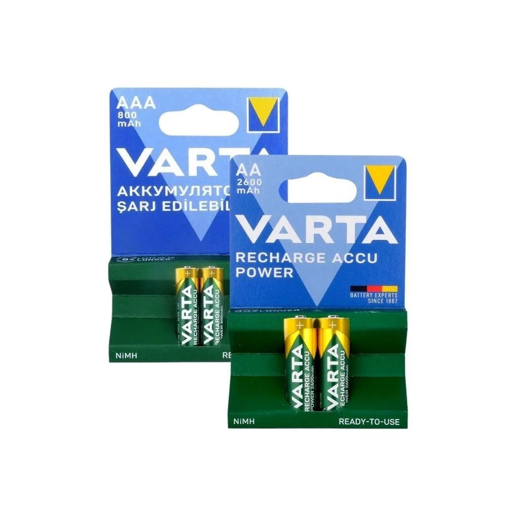 Varta AA 2600 mAh Kalem Pil Şarj Edilebilir 2li + Varta AAA 800 mAh İnce Kalem Pil Şarj Edilebilir 2li