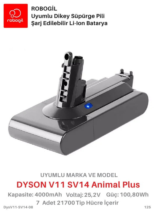 Dyson V11 SV14 Animal Plus 4000mAh Uyumlu Pil Paketi / Bataryası DysV11-SV14-08Sıra: 125