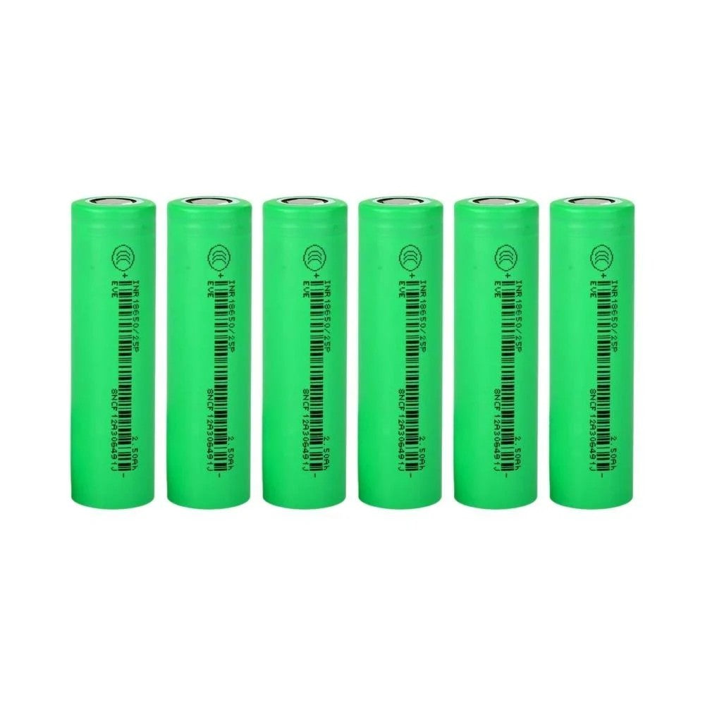 EVE INR18650-25P - 3.7V 2500 mAh Li-ion Şarjlı Pil - 30A 6 Lı Paket